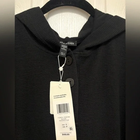 NWT EILEEN FISHER Waffle Cotton Blend Doubleknit Hooded Top - Picture 9 of 10
